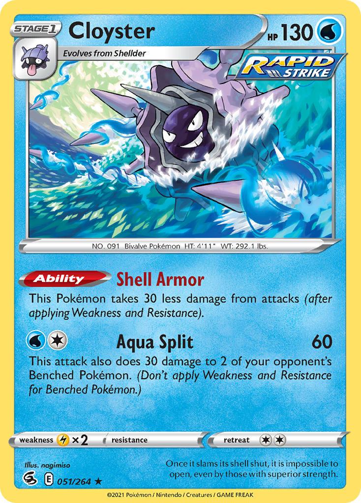 2021 Pokemon Trading Card Game Fusion Strike Set List 051 Cloyster