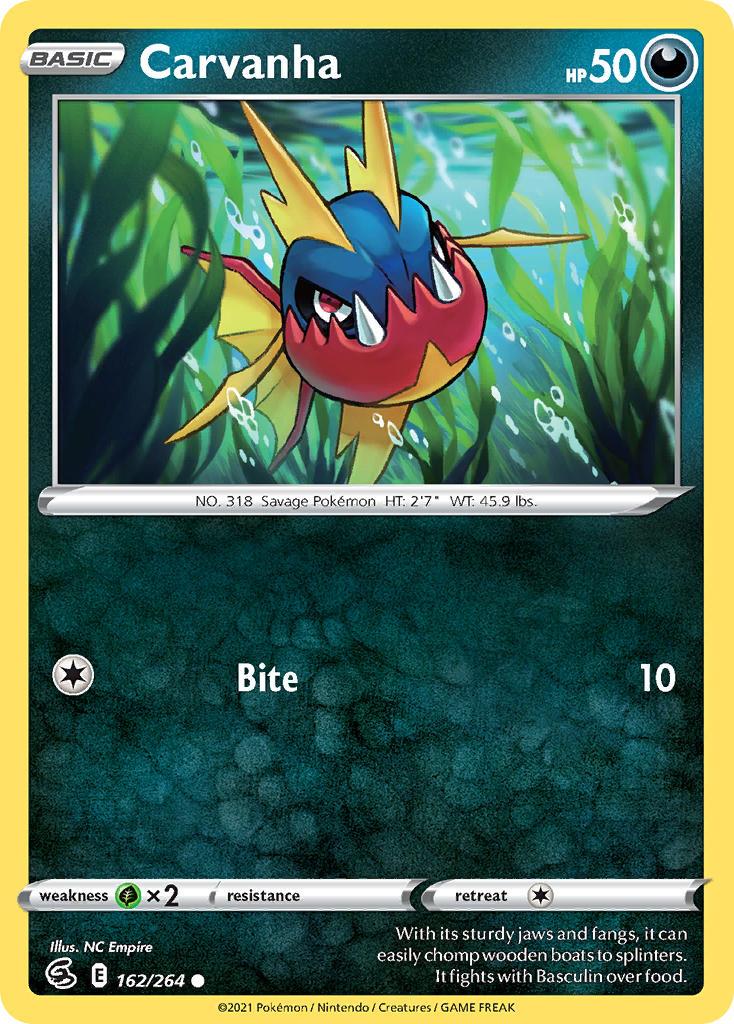 2021 Pokemon Trading Card Game Fusion Strike Set List 162 Carvanha