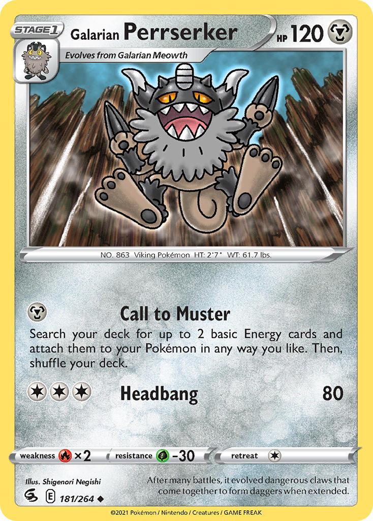 2021 Pokemon Trading Card Game Fusion Strike Set List 181 Galarian Perrserker