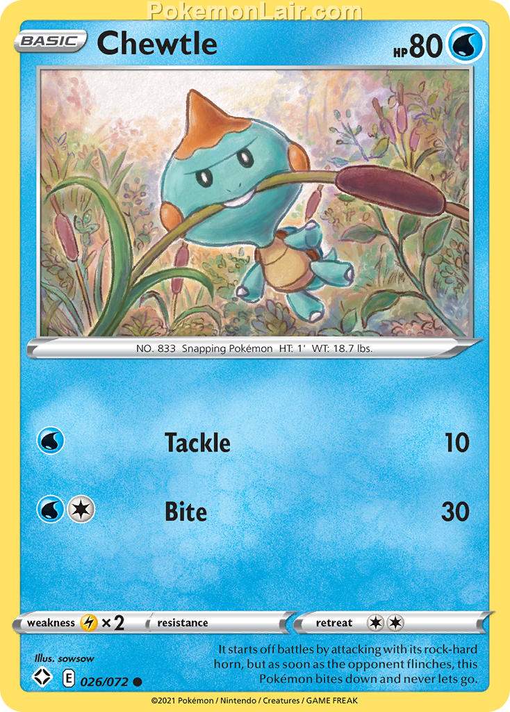 2021 Pokemon Trading Card Game Shining Fates Price List – 26 Chewtle