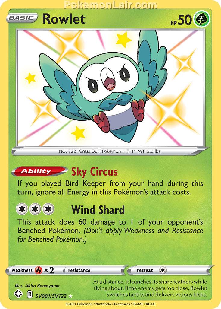 2021 Pokemon Trading Card Game Shining Fates Price List – SV001 Rowlet