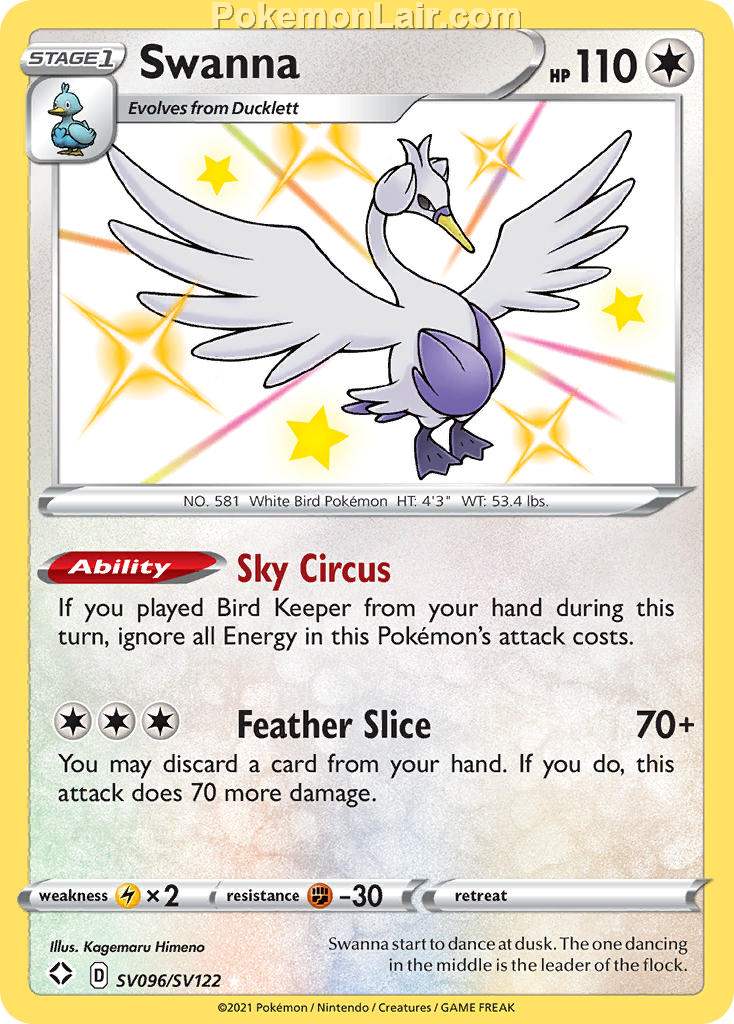 2021 Pokemon Trading Card Game Shining Fates Price List – SV096 Swanna