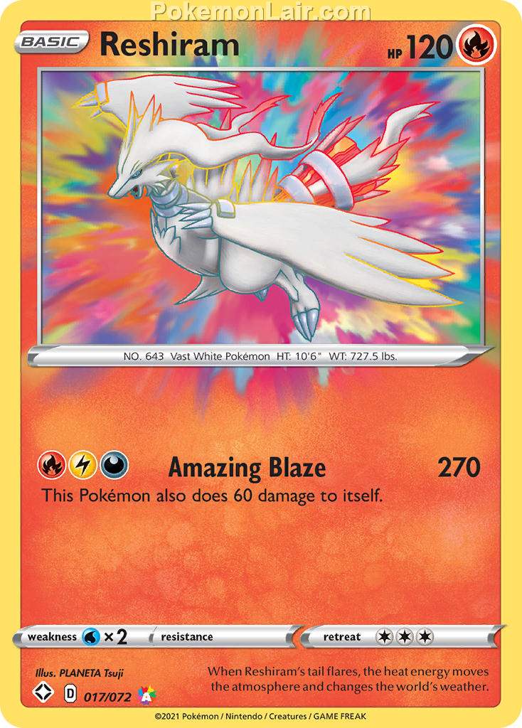 2021 Pokemon Trading Card Game Shining Fates Set List – 17 Reshiram