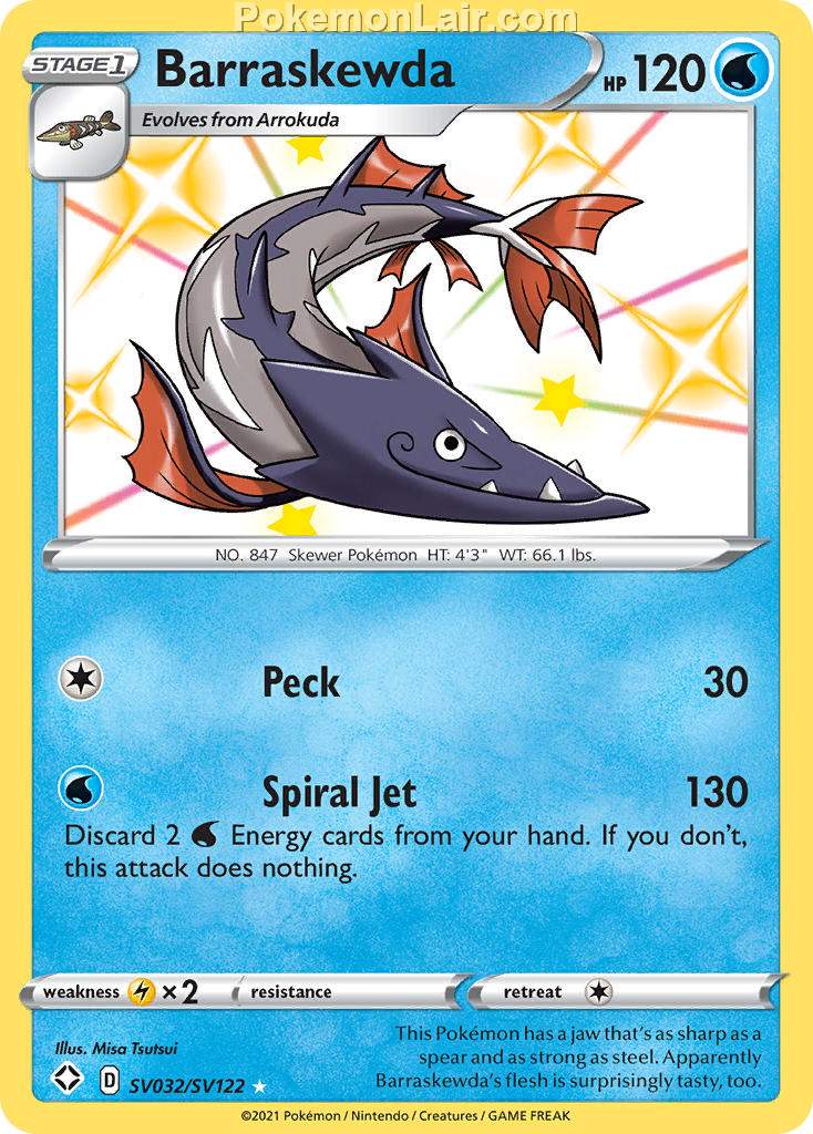 2021 Pokemon Trading Card Game Shining Fates Set List – SV032 Barraskewda