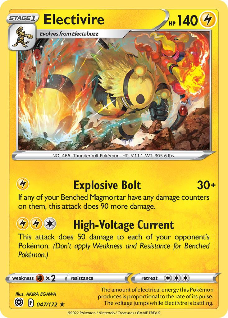 2022 Pokemon Trading Card Game Brilliant Stars Price List 047 Electivire