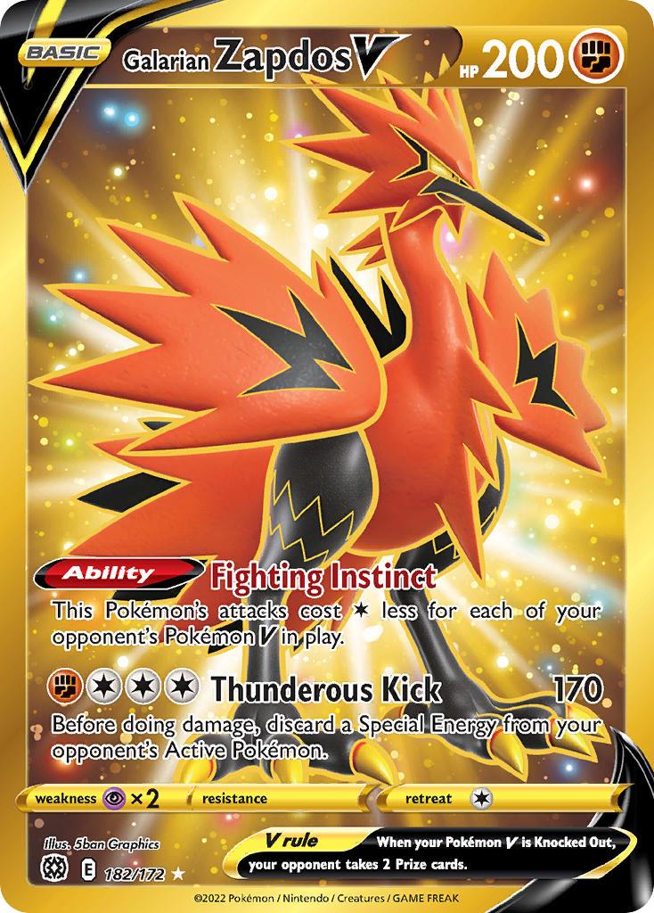 2022 Pokemon Trading Card Game Brilliant Stars Price List 182 Galarian Zapdos V