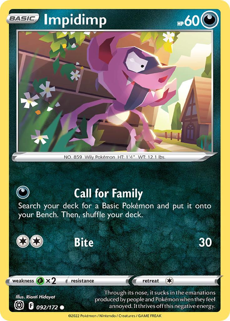 2022 Pokemon Trading Card Game Brilliant Stars Set List 092 Impidimp