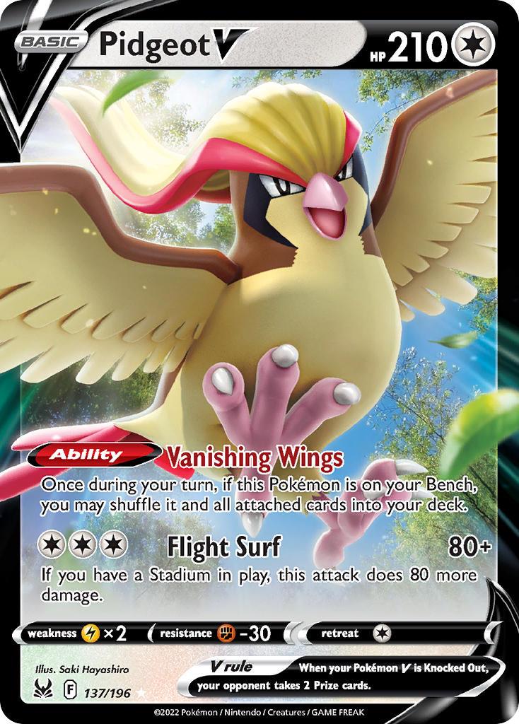 2022 Pokemon Trading Card Game Lost Origin Price List 137 Pidgeot V