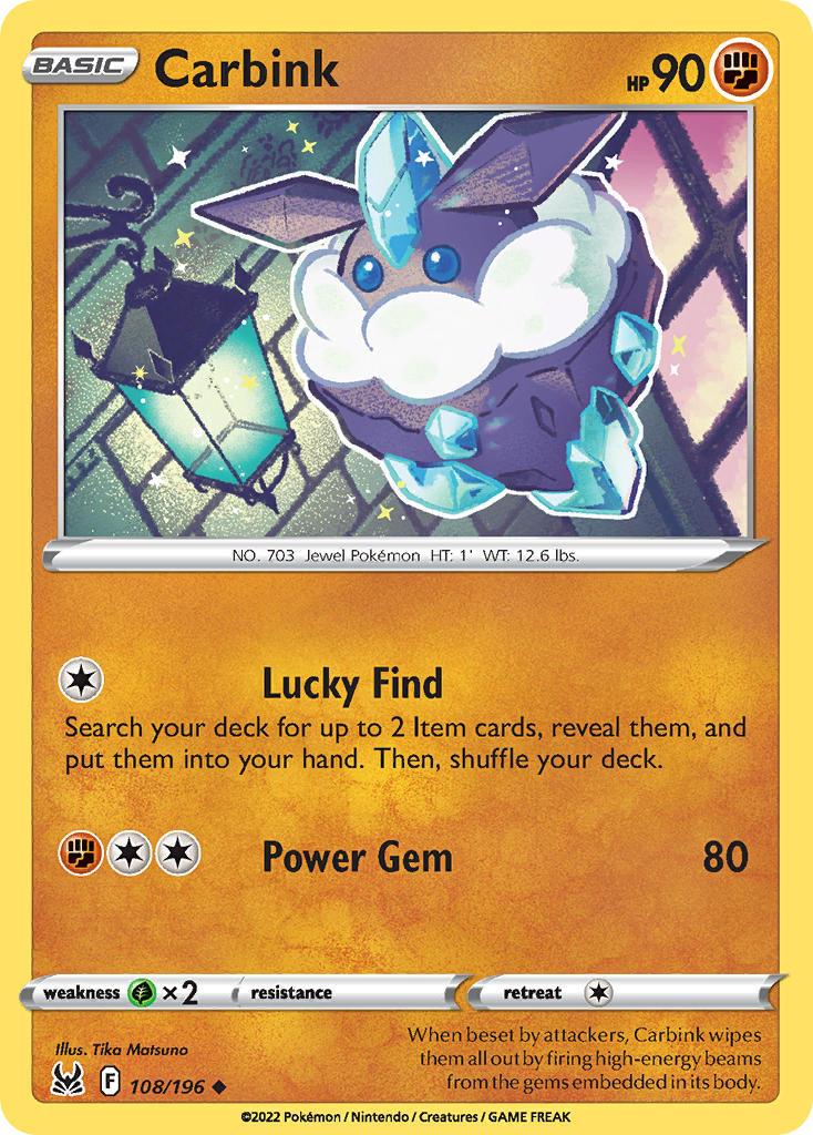 2022 Pokemon Trading Card Game Lost Origin Set List 108 Carbink