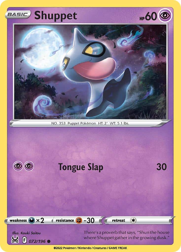 2022 Pokemon Trading Card Game Lost Origin Set List 72 Shuppet